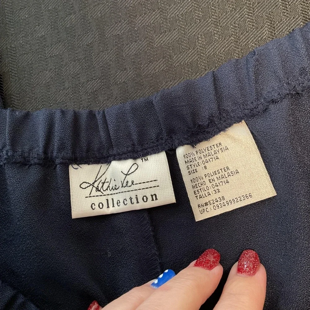 Alfred Dunner Pants Womens Size 8 Blue Pull On Knit Elastic Waist Pockets